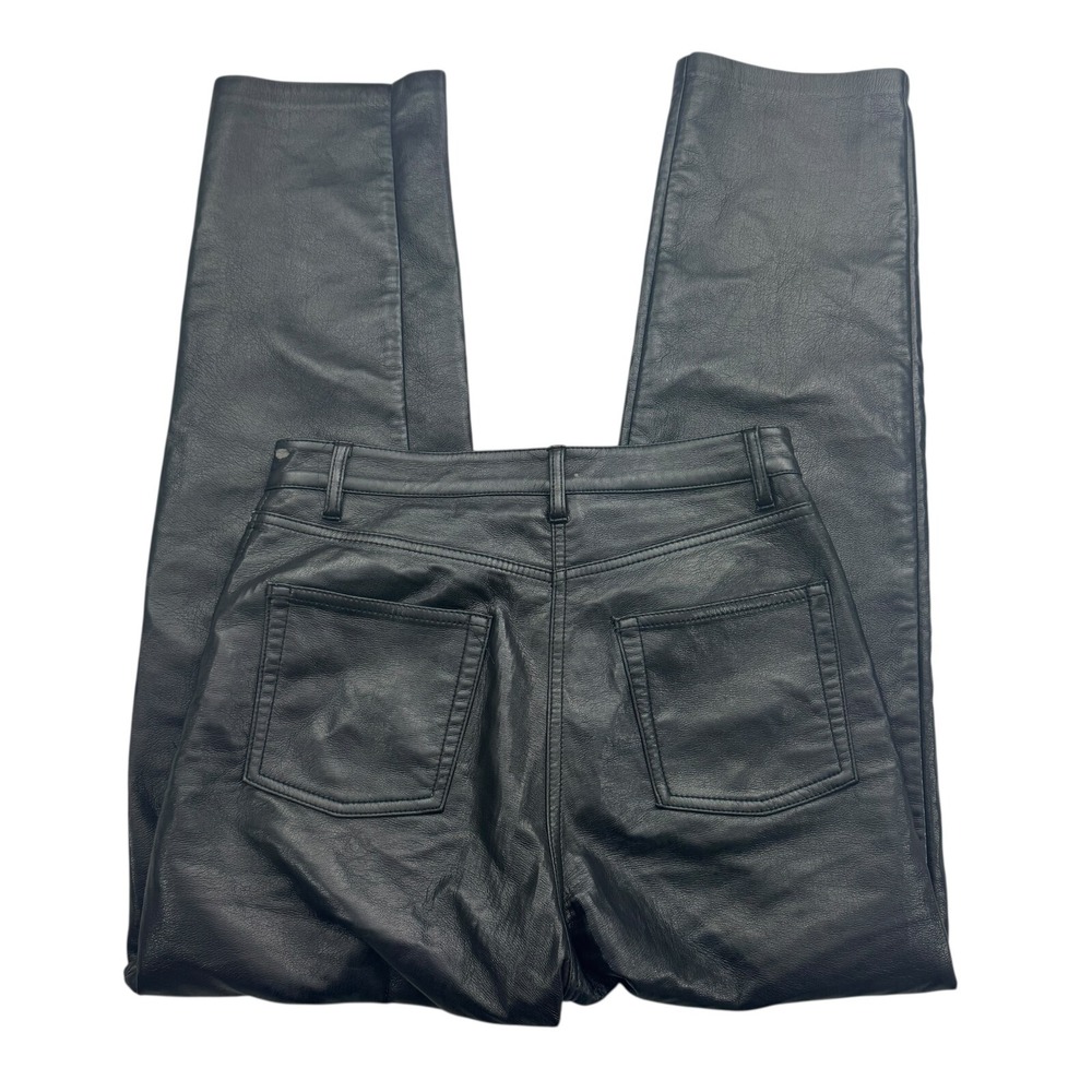 Wilfred Aritzia Pants Women 4 Black Vegan Leather Pockets High Rise Straight Leg